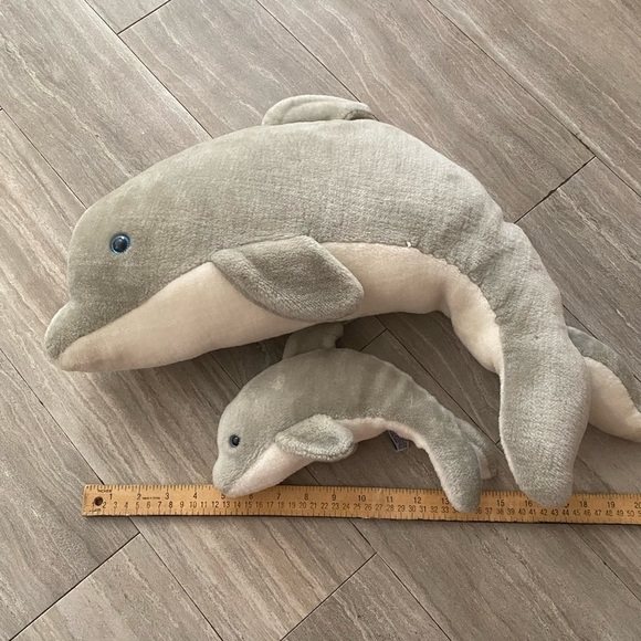 Vintage 1980s Sea World Dolphin Set Of 2  Baby Mom ~21” Plush Stuffed Animal - Picture 3 of 8